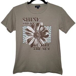 Originality Shine Bright Sunflower Graphic Tee Sage Green Girls Large Boho